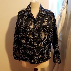 EUC Chicos Japanese Garden Blk & Wht Jacket